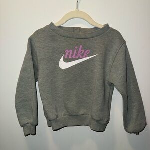 Nike Gray Sweatshirt with White Swoosh and Pink Logo